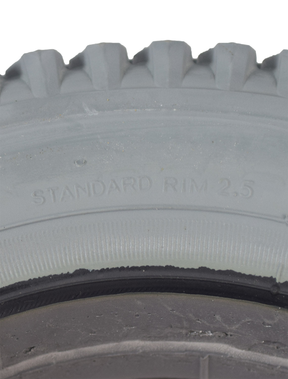 Close-up of 14x3 (3.00-8) Foam-Filled Mobility Tire with Powertrax C248G Tread, displaying a smooth flush profile and 2.5 bead width, ideal for flat-free performance on scooters or power chairs.