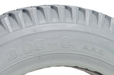 Close-up of a 14x3 (3.00-8) foam-filled mobility tire with smooth flush profile, 2.5 bead width, and Powertrax C248 Tread, highlighting tire's robust construction and Primo branding.