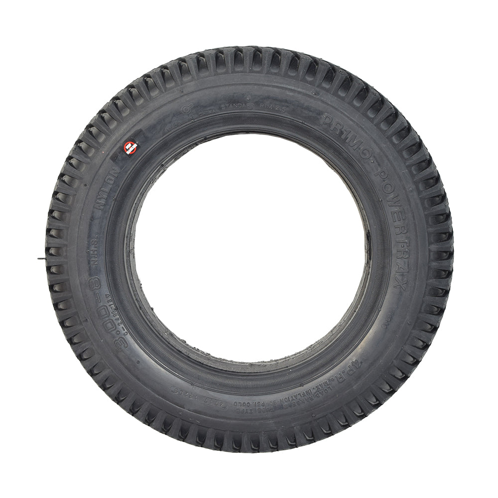 14x3 (3.00-8) Black Foam-Filled Mobility Tire (Flush Profile; 2 Bead Width) with C248 Powertrax Tread (Primo) featuring a knobby tread pattern, designed for scooters and power chairs.