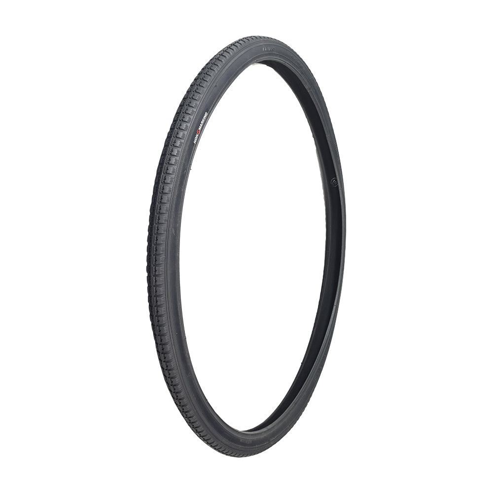 24x1-3/8 (37-540) Black Pneumatic Wheelchair Tire with C63 Tread, showcasing a smooth, circular design ideal for both indoor and outdoor use.