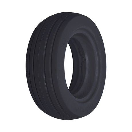 6x2 (150x50) AeroFlex Solid Urethane Mobility Tire with 4-Rib Tread, featuring a black synthetic rubber with a central hole, suitable for user-propelled and assisted wheelchairs.