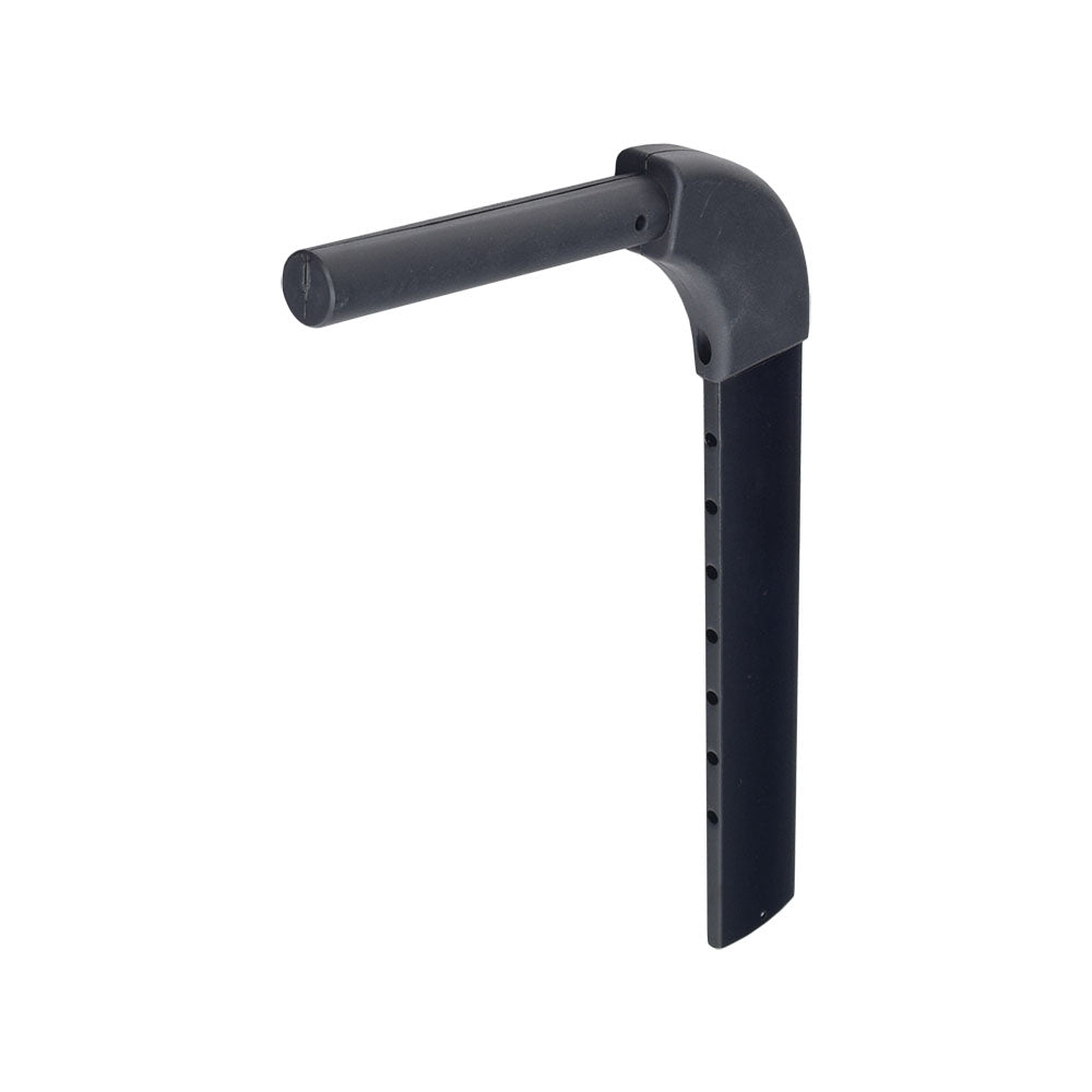 Right Side Mount Handlebar for Drive Medical Nitro & Nitro Tall Rollators, featuring a robust, long black handle with holes and a flat design for enhanced rigidity.