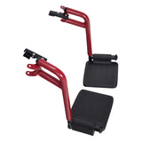 Footrests for the Drive Medical Expedition Transport Chair (Set of 2) showing red and black metal foot pedals, complete with footplates and hangers for left and right sides.