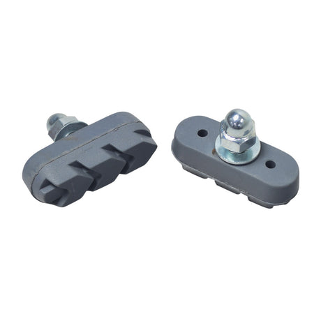 Brake Pads with Hardware for the Drive Medical 796 Knee Walker, showing two brake pads and accompanying hardware, including bolts and domed cap nuts, for secure mounting.