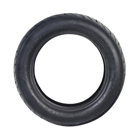 100/80-10 Tubeless Pneumatic Front Tire for Drive Medical King Cobra Mobility Scooter, featuring a shallow street tread and circular rim, designed for a smooth ride on hard surfaces.