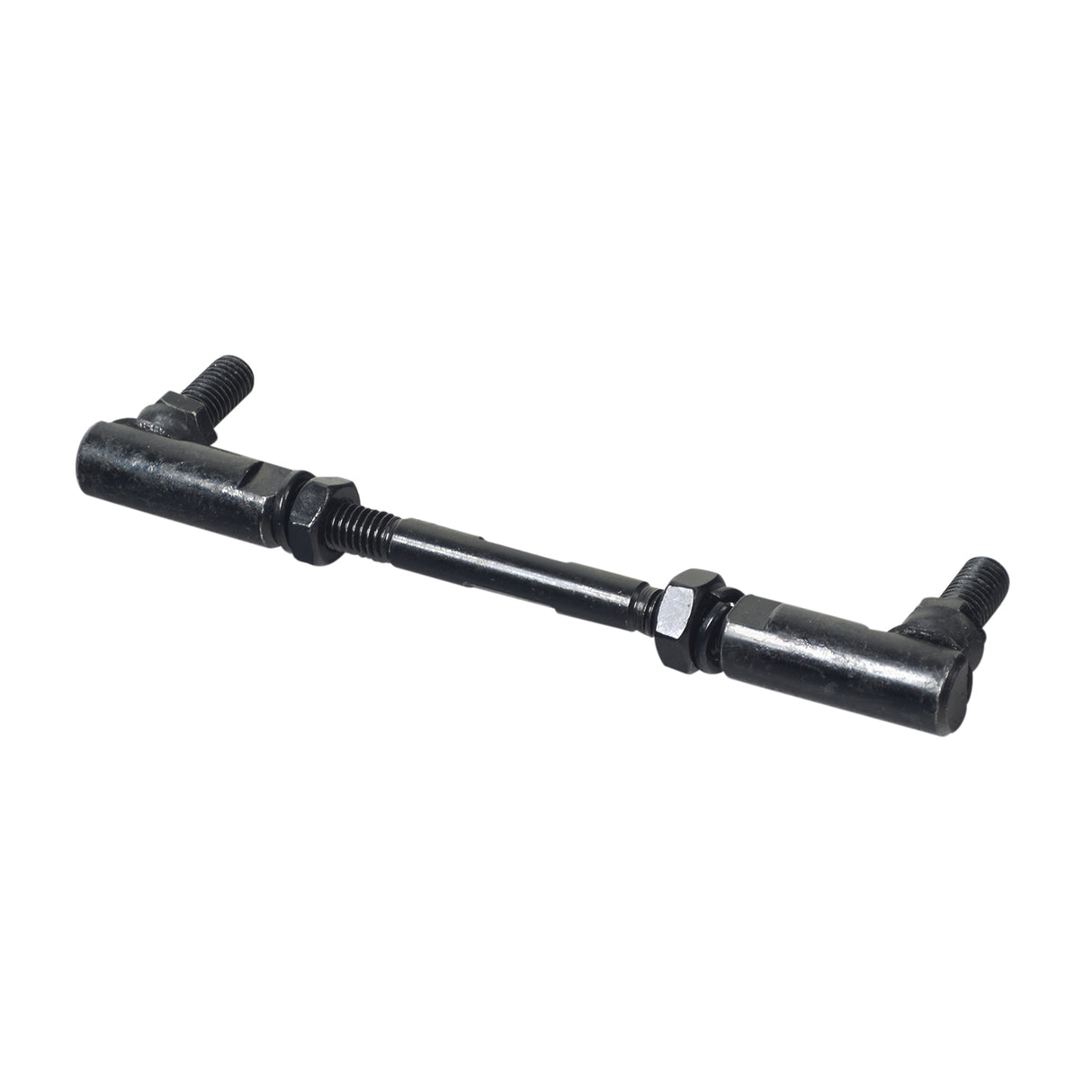 Tie Rod for Drive Medical ZooMe Flex & ZooMe Auto-Flex Scooters, featuring a black metal rod with attached bolts and nuts, essential for maintaining scooter stability and steering.