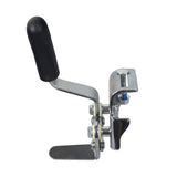 Brake for Drive Medical Viper & Viper Plus Wheelchairs, featuring a metal and black handle, close-up views of the brake assembly, including a screw, nut, and metal roller.