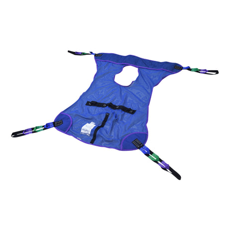 53 x 42 Full Body Sling with Commode Opening for Drive Medical Patient Lifts, showing a mesh fabric with straps designed for patient support during hoisting.