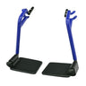 Footrests for the Drive Medical Expedition Transport Chair (Set of 2), featuring blue metal legs and black footplates, designed as complete assemblies for both left and right sides.