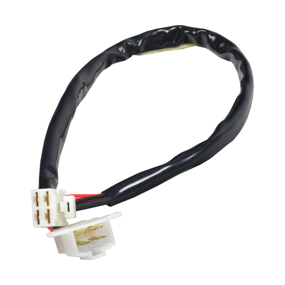 Wire Harness for the Drive Medical Phoenix 3 Scooter, showing a black wire with white connectors, close-up of electrical connectors, including a 10 amp fuse and a 20 amp circuit breaker.