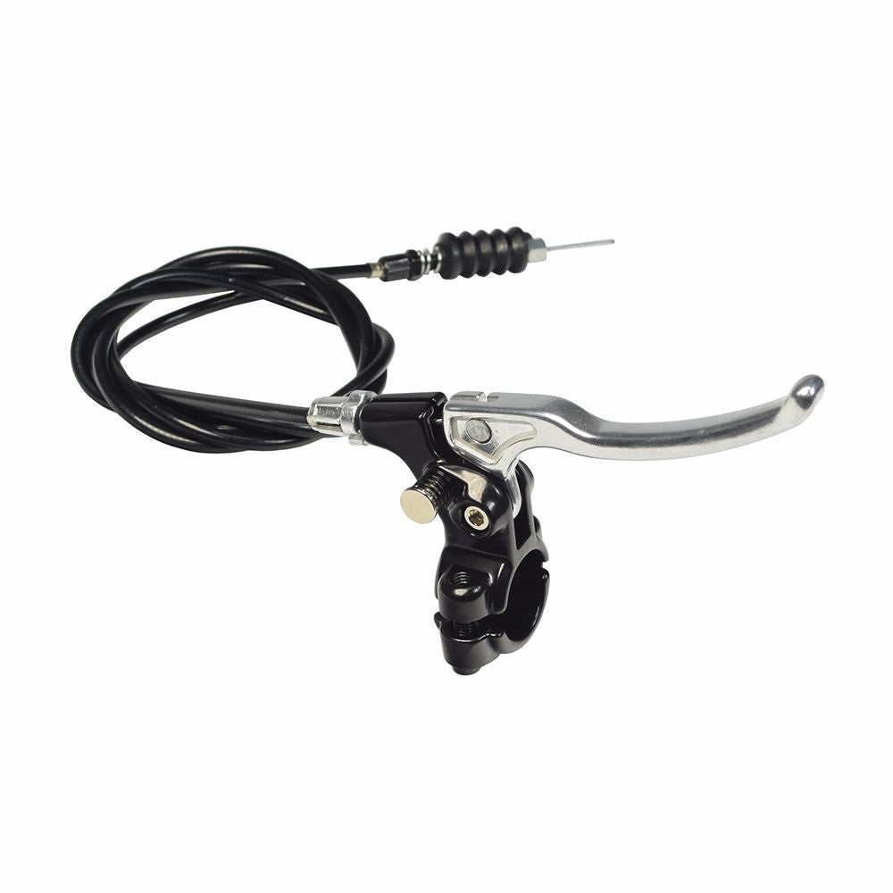 Brake Assembly for the Drive Medical DV8 Steerable Knee Walker, featuring a black and silver brake lever and a black cable with a silver connector, designed for specific left or right handlebars.