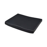 Drive Medical Molded Cushion for Wheelchairs and Power Chairs, featuring a black, contoured design with a removable, flame-retardant, non-slip cover, enhancing posture and stabilization with High Resilient foam.