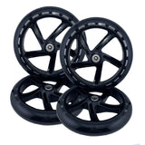 8 (200 mm) Caster Wheel Assembly for the Drive Medical DV8 Steerable Knee Walker, featuring a close-up of black wheels and metal rims, suitable for front and rear placements.