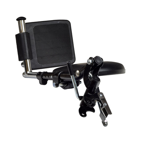 Elevating Leg Rest Set for Drive power chairs and wheelchairs, featuring two black and silver leg rests with calf pads and pivoting footplates, designed for Drive Titan AXS, Cirrus Plus EC, and more.