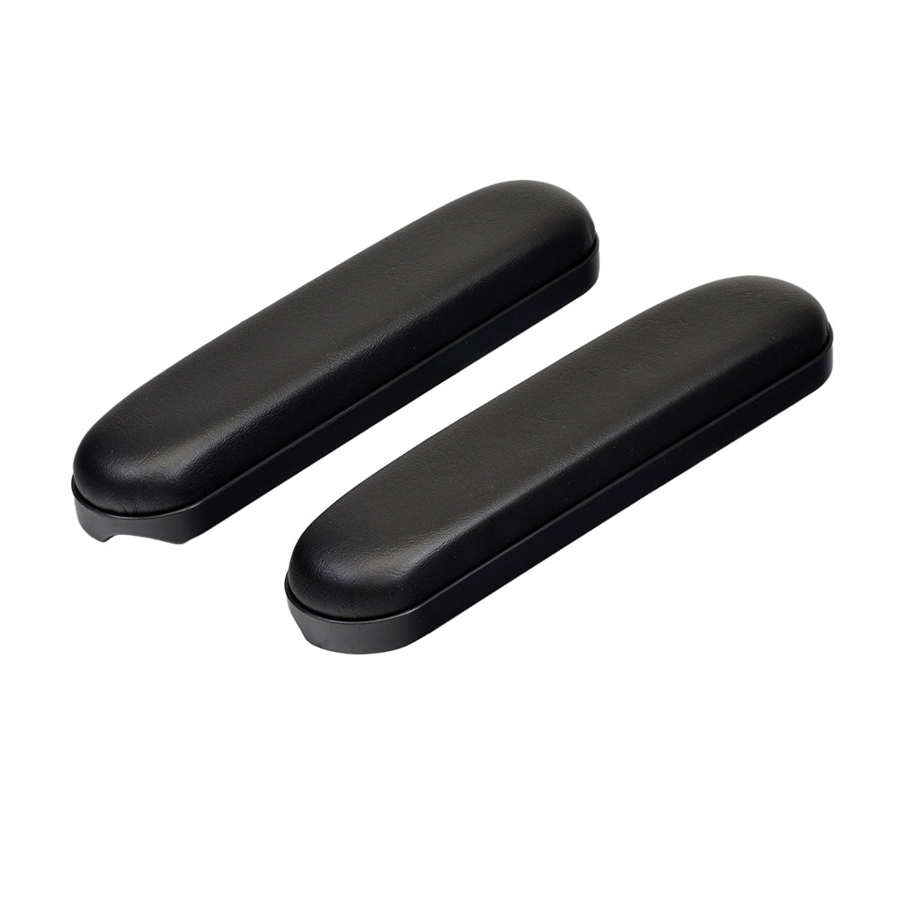 Black 10 Desk Length Padded Vinyl Armrest for Mobility Scooters (Set of 2) showing close-up of the armrest's texture and mounting holes for attachment.