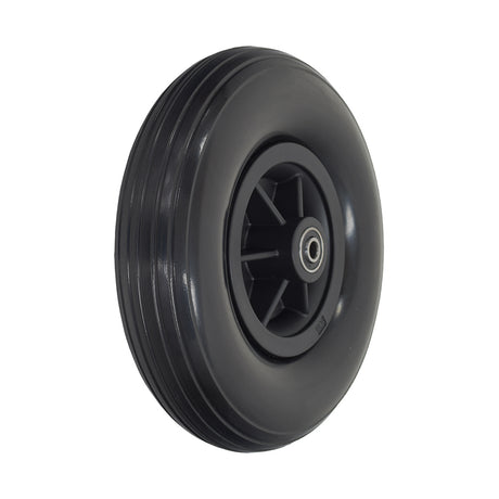 Front caster wheel for Drive Sentra Extra Heavy-Duty Wheelchair, featuring an 8x2 black tire with a metal center hub.