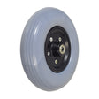 8x2 (200x50) front caster wheel for the Drive Sentra EC Heavy-Duty Extra Extra Wide bariatric wheelchair, featuring a black rubber rim and metal center, shown in a close-up view.