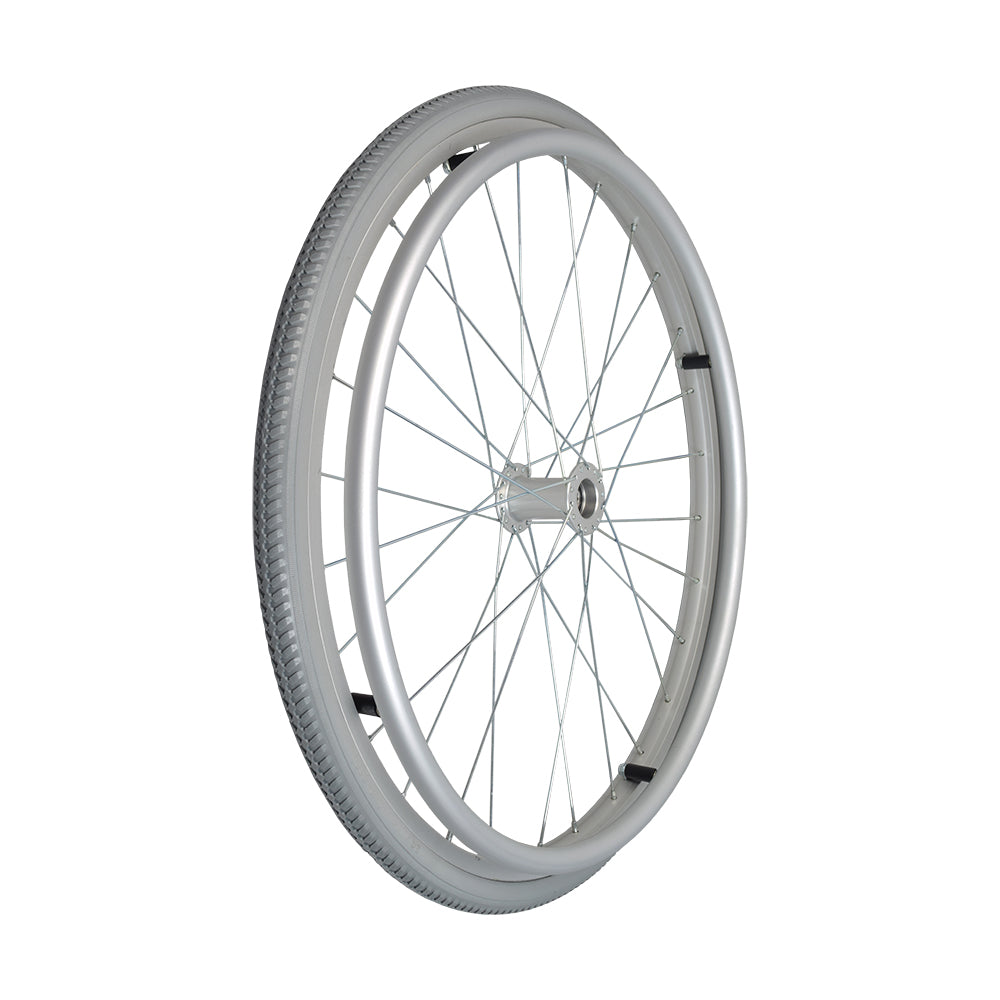 24x1-3/8 Rear Wheel for the Drive Cougar Wheelchair, showcasing a close-up of the wheel's spokes, rim, and tire, designed for robust performance and smooth maneuverability.