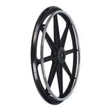 24x1 Rear Wheel for the Drive Sentra EC Heavy Duty and Sentra Extra Heavy-Duty Bariatric Wheelchairs, featuring a black wheel with a silver rim and chrome spokes, designed for durability and support.