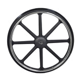 24x1 Rear Wheel for the Drive Sentra EC Heavy Duty and Sentra Extra Heavy-Duty Bariatric Wheelchairs, featuring a black wheel with silver spokes and rim, ideal for wheelchair hand rim replacement.