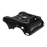 Black Main Shroud for the Drive Medical Sunfire Plus GT power chair, featuring holes and a sleek design. Ideal as a replacement part, sold without hardware.