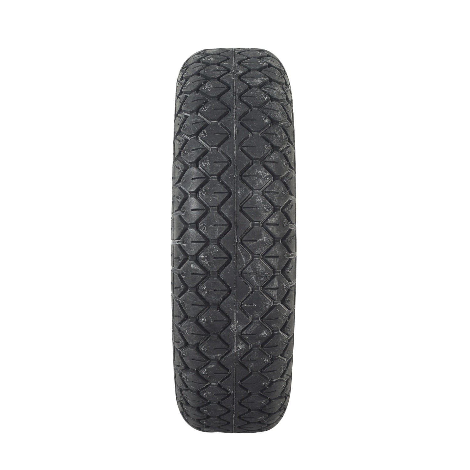 3.00-4 (10x3, 260x85) Pneumatic Tire for the Drive Ventura, showcasing a diamond tread pattern, suitable for both front and rear wheels of the Drive Medical Ventura mobility scooter series.