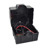 Battery Box Assembly for the Drive Phoenix HD3 & HD4, featuring a black box with visible wires and a knob, essential for easy disassembly and transport of the scooter.