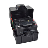 Battery Box Assembly for the Drive Phoenix HD3 & HD4, shown with attached wires, designed for quick replacement and transportability in Drive Medical scooters.