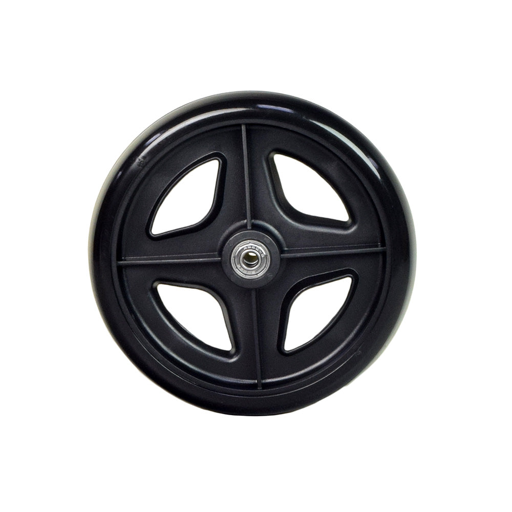 7 Rear Wheel for Drive Medical Rollators, featuring a black wheel with a metal center, designed for durability and smooth mobility.