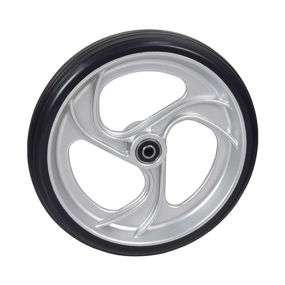 Rear Wheel with Bearing for the Drive Medical Nitro Rollator, featuring a black tire and alloy rim, suitable for both left and right side configurations of the Nitro series rollators.