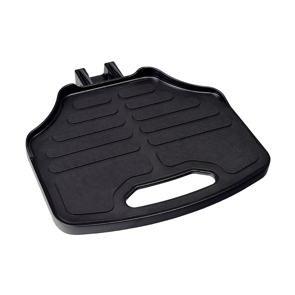 Foot Plate for the Drive Medical Sunfire Series Power Chairs, featuring a black square design with a handle. Ideal replacement part for Sunfire EC, Sunfire GT, and Sunfire General power chairs.