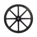 Rear Wheel for the Drive Viper Plus GT Wheelchair featuring a black Mag-style design with metal spokes and a solid, slick tire.