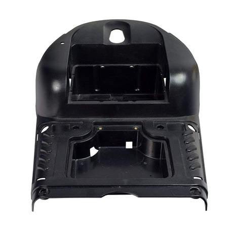 Main Shroud for Drive Medical Phoenix 3 & Phoenix HD Scooters: A black plastic body panel with multiple holes, designed as a replacement front shroud to rejuvenate and restore the appearance of your mobility scooter.