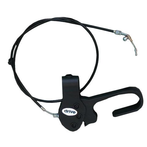 Brake Handle with Cable for Drive Medical D-Lite (750N) & Duet Rollator/Transport Chair (795) with 1A or 2Y Prefix, featuring a close-up of the black handlebar and integrated brake lever.