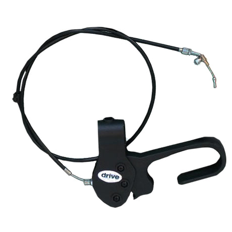 Brake Handle with Cable for Drive Medical D-Lite (750N) & Duet Rollator/Transport Chair (795) with 1A or 2Y Prefix, featuring a close-up of the black handlebar and integrated brake lever.