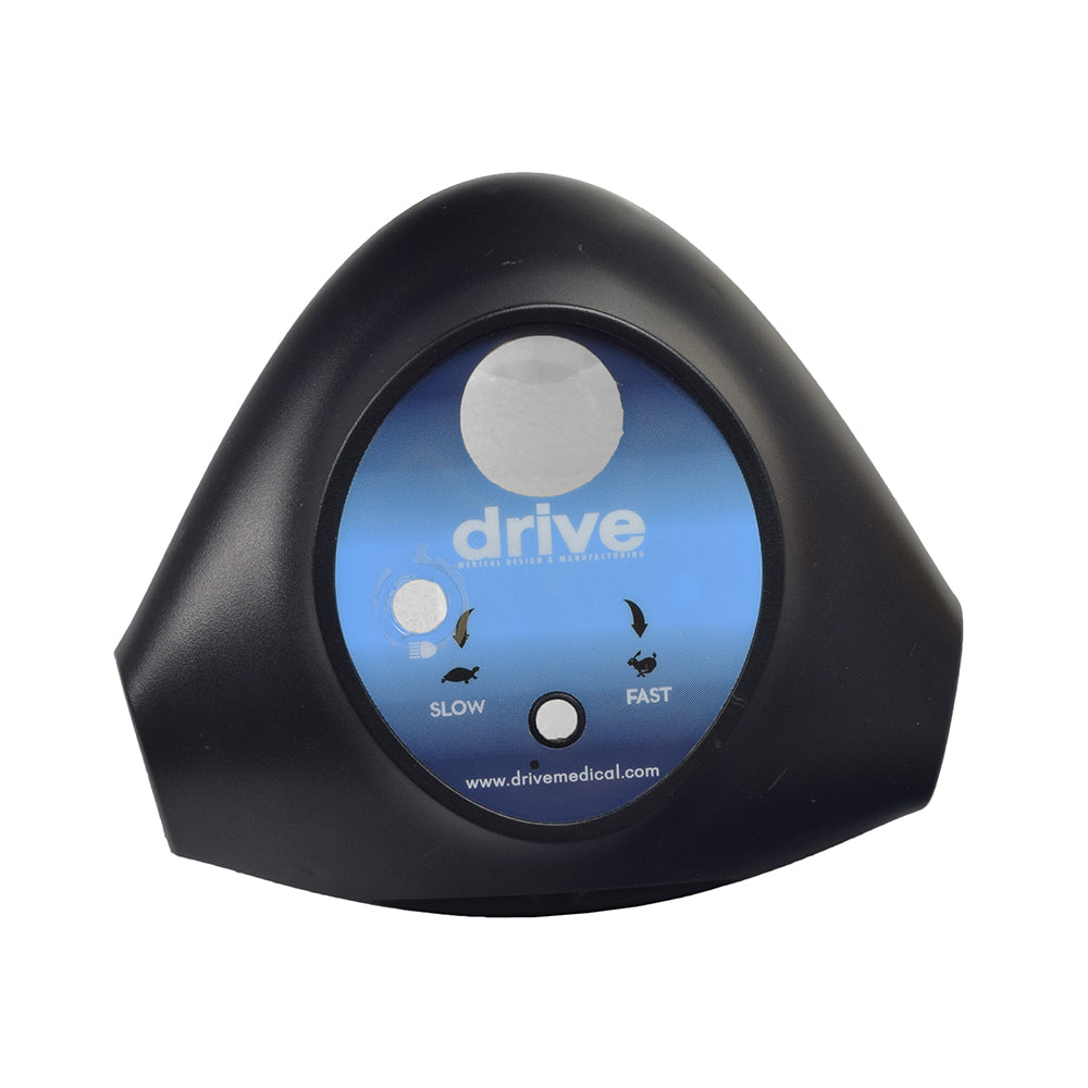 Upper Tiller Cover for the Drive Medical Phoenix Series Scooters, featuring a black plastic shroud with a blue circular design and white text, housing and protecting internal electronics.