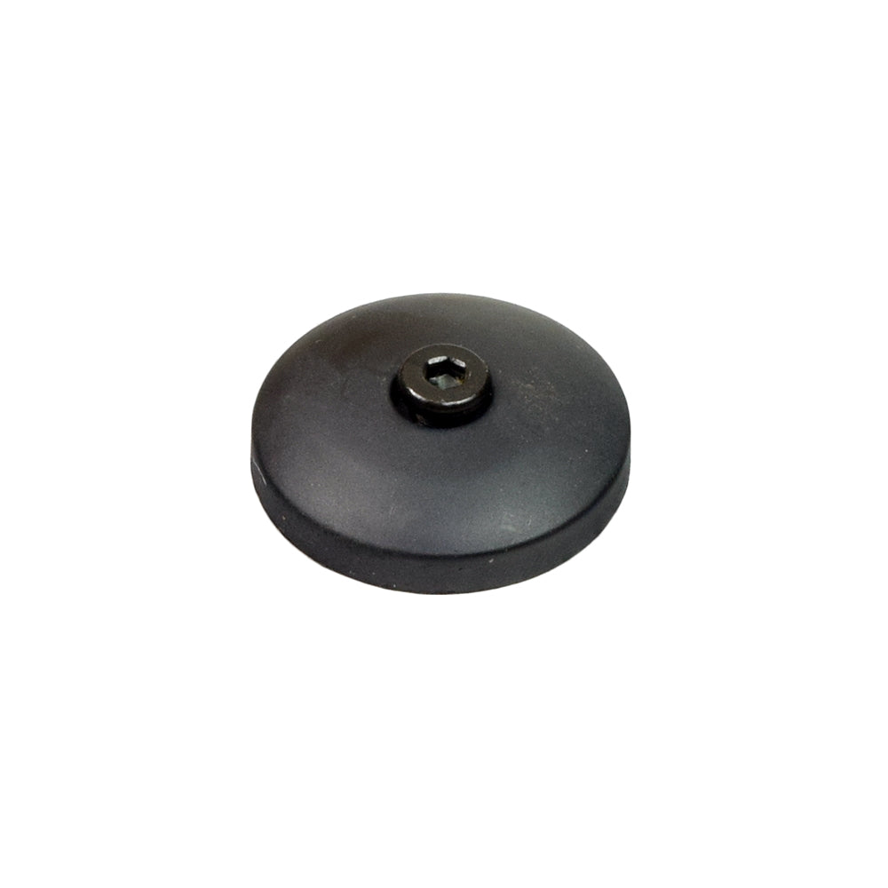 Front Caster Hub Cap for the Drive Medical Nitro Rollator, a black round component with an integrated screw, designed to protect front caster ball bearings from dirt and moisture.