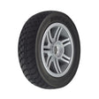 8x2 (200x50) Flat-Free Rear Wheel Assembly for the Drive Scout DST 3 & Scout DST 4, featuring a silver rim and solid tire, suitable for both indoor and outdoor use.