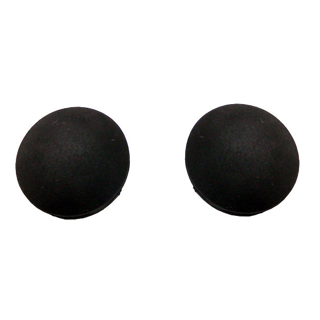 Caster Fork Dust Caps for the Drive Medical Nitro Rollator, Drive Medical Nitro Hemi, and Drive Medical Nitro Tall (Set of 2) shown as two black spherical objects.