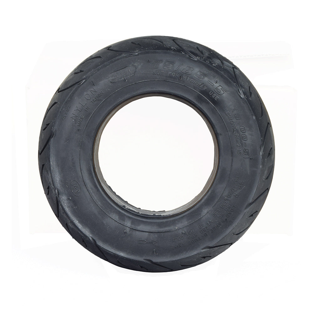 10x3 Flat-Free Caster Tire for the Drive Medical Trident HD, featuring a circular rim and tread pattern, designed for flat-free, worry-free performance. Only compatible with Trident HD, not original Trident power chair.