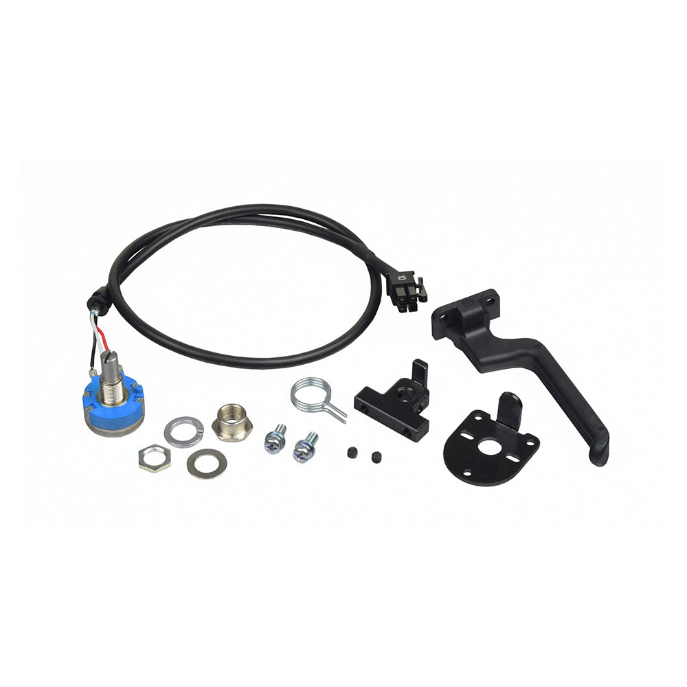 Throttle Pot Assembly for the Drive Medical Maverick mobility scooter, shown as a compact black and blue electrical component, essential for smooth throttle operation and preventing jerky or no motion issues.