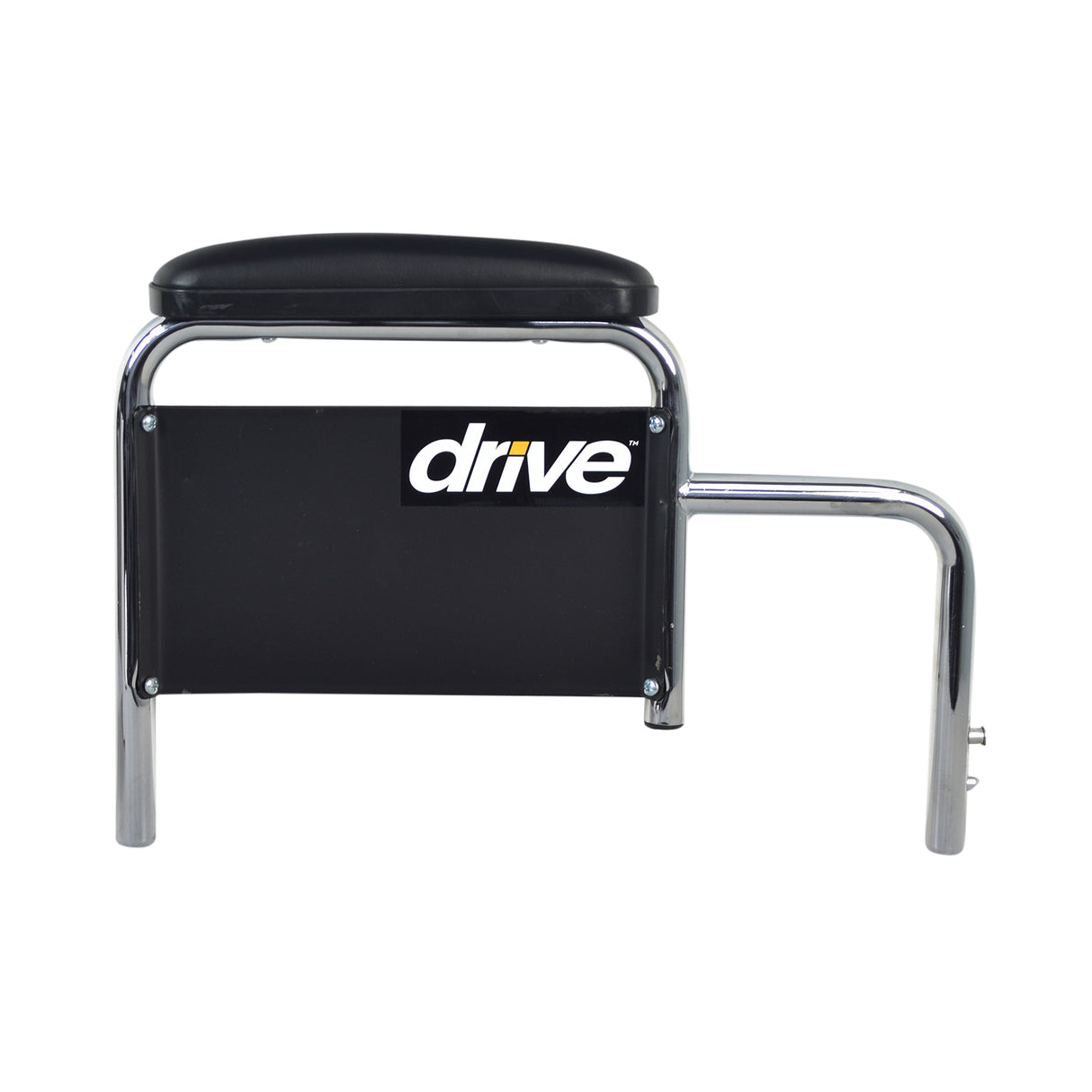 Desk Length Armrest Assembly for the Drive Medical Bariatric Sentra EC HD XX-Wide Wheelchair, featuring a black seat with chrome legs and black side guards.