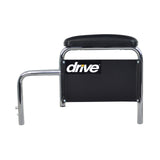 Desk Length Armrest Assembly for the Drive Medical Bariatric Sentra EC HD XX-Wide Wheelchair, featuring a chrome frame, black textured vinyl pads, and side guards.