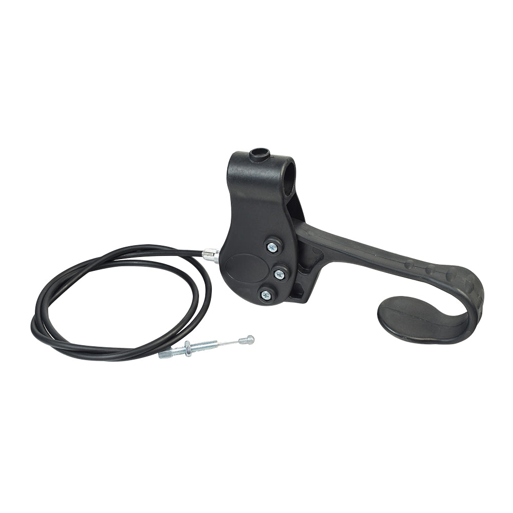 Hand Brake & Cable for the Drive Medical R728 Rollator, featuring a black lever with an attached cable and a metal nut, compatible with either side of the rollator's handlebar.