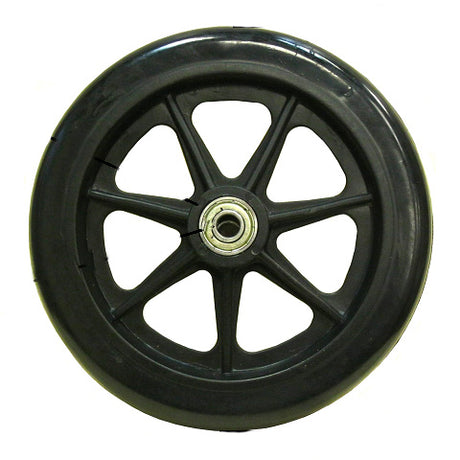 6 Rear Wheel Assembly for Drive Medical Rollator (RTL10261) with a 7-spoke rim and metal center, featuring pre-installed bearings.