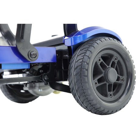 Close-up of the 7 Rear Wheel Assembly for the Drive ZooMe Flex & ZooMe Auto-Flex mobility scooters, highlighting the tread and synthetic rubber tire features.