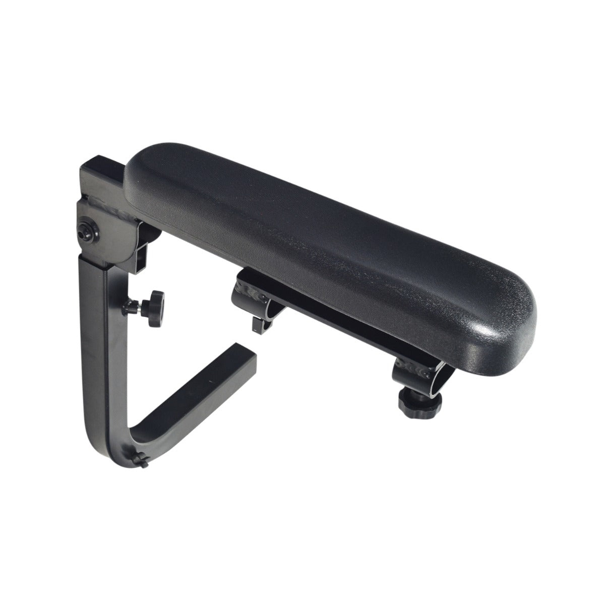 Armrest Assembly for Drive Medical Trident HD, showing a black, padded, adjustable armrest with steel brackets, designed for heavy-duty power chairs.