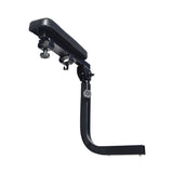 Armrest Assembly for Drive Medical Trident HD, featuring a black, padded, adjustable, and removable armrest with a black handle and steel adjustable brackets.