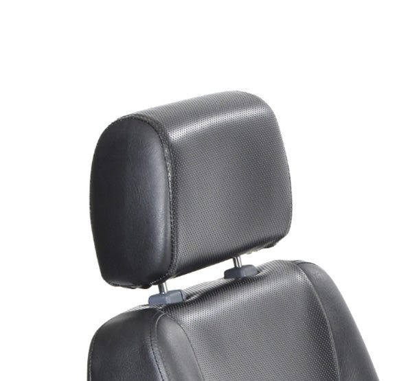 Captain Seat Headrest for the Drive Medical Titan & ActiveCare Intrepid, featuring a black, easy-to-clean vinyl surface with a twin post attachment, resembling a car seat headrest.