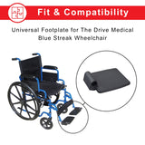 Universal Footplate for the Drive Medical Blue Streak Wheelchair, featuring a textured surface for enhanced grip and safety, compatible with various manual wheelchairs and fitting either side of the footrest assembly.